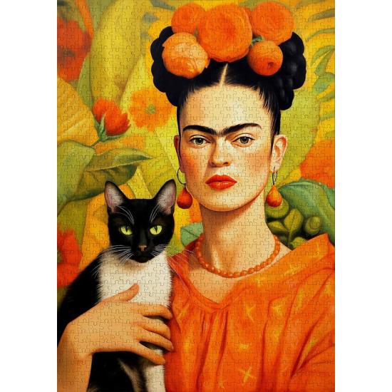 Puzzle Enjoy Frida Kahlo Y Su Gato de 1000 Piezas