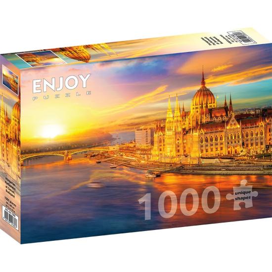 Puzzle Enjoy Parlamento Húngaro al Atardecer, Budapest de 1000 Puzzle Enjoy Parlamento Húngaro al Atardecer, Budapest de 1000