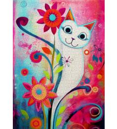 Puzzle Enjoy Un Gato Blanco Feliz de 1000 Piezas