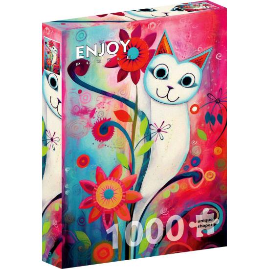 Puzzle Enjoy Un Gato Blanco Feliz de 1000 Piezas