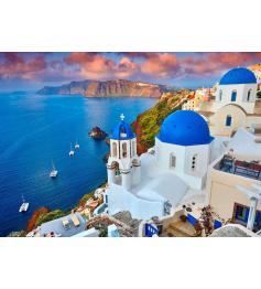 Puzzle Enjoy Vista de Santorini con Barcos de 1000 Pzs