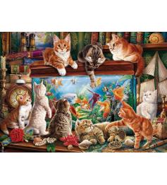Puzzle Eurographics Gatos Alrededor del Acuario 1000 Piezas