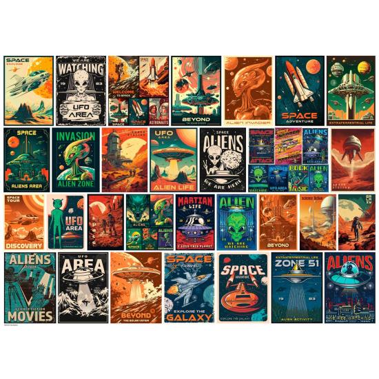 Puzzle Eurographics Pósters Vintage de Alienígenas de 1000 Pieza