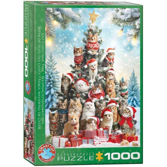 Puzzle Eurographics Árbol Navideño De Gatos de 1000 Piezas