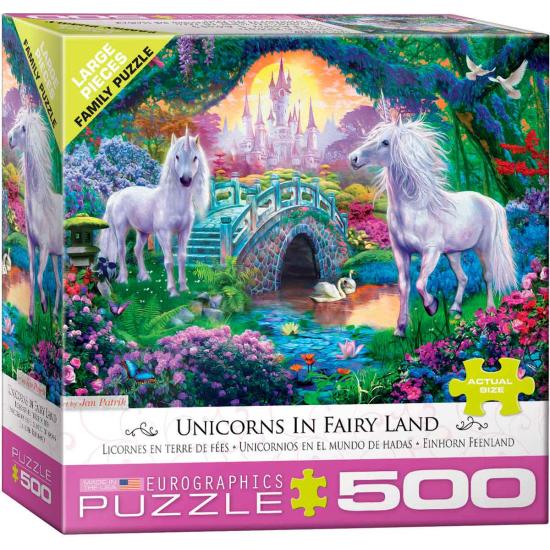 Puzzle Eurographics Unicornios en el Mundo de Hadas de 500 Piez