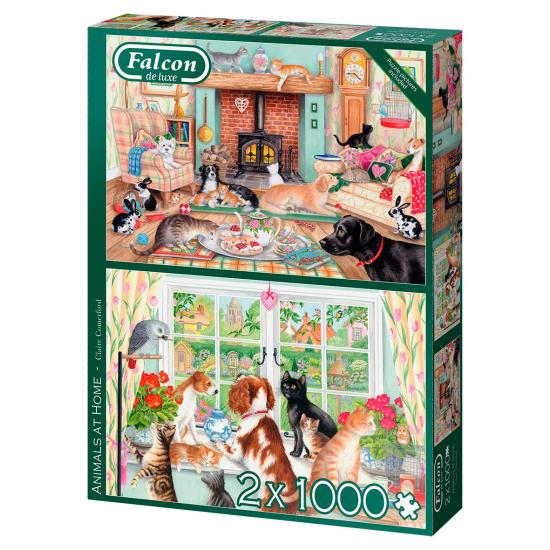 Puzzle Falcon Animales en Casa de 2 x 1000 Piezas Puzzle Falcon Animales en Casa de 2 x 1000 Piezas