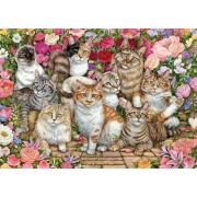 Puzzle Falcon Gatos en las Flores de 1000 Piezas