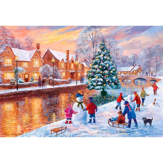 Puzzle Gibsons Bourton en Navidad de 500 Piezas