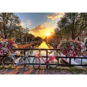 Puzzle Gold Bicicletas en los Canales de Amsterdam de 1000 Piez