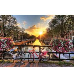 Puzzle Gold Bicicletas en los Canales de Amsterdam de 1000 Pieza