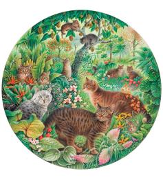 Puzzle Grafika Circular Gatos Atigrados En La Jungla de 501 Piez