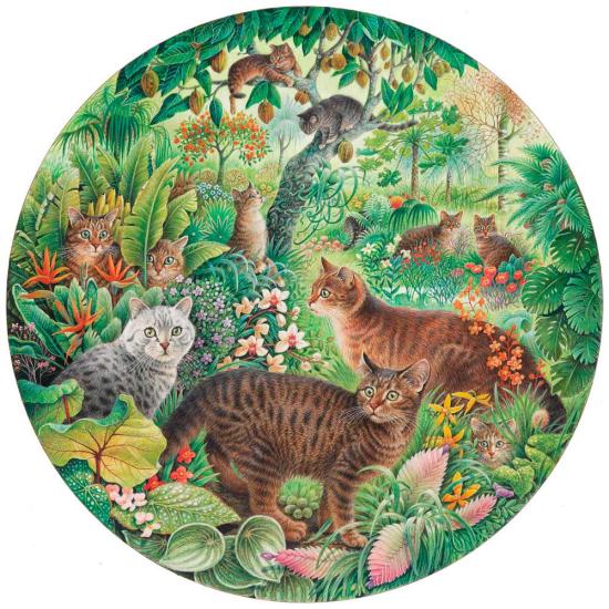 Puzzle Grafika Circular Gatos Atigrados En La Jungla de 501 Piez