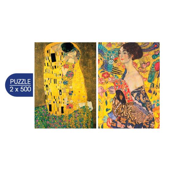 Puzzle Grafika El Beso y Dama Con Abanico de 2x500 Piezas