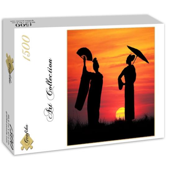 Puzzle Grafika Geishas al Atardecer de 1500 Piezas