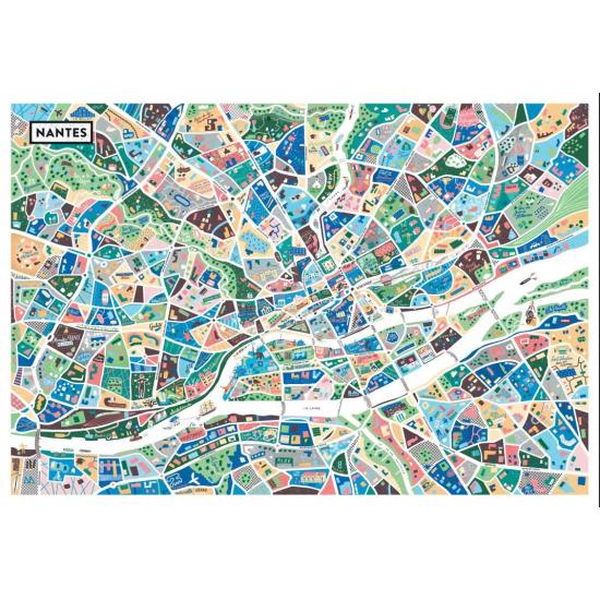 Puzzle Grafika Mapa De Nantes de 1000 Piezas