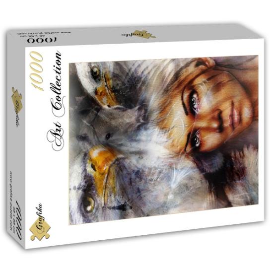 Puzzle Grafika Mujer, Águila y Caballo de 1000 Piezas