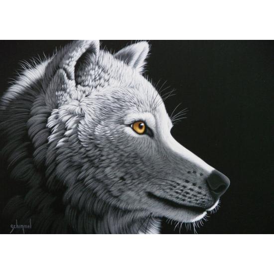 Puzzle Grafika Rostro de Lobo a la Luz de la Luna de 1000 Pieza