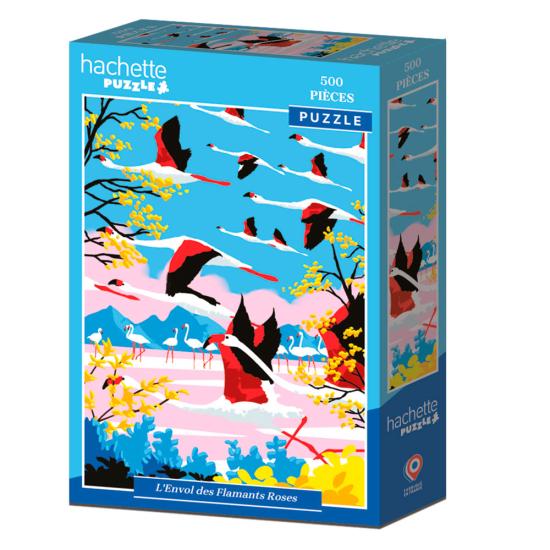Puzzle Hachette Vuelo de los Flamencos Rosas de 500 Piezas