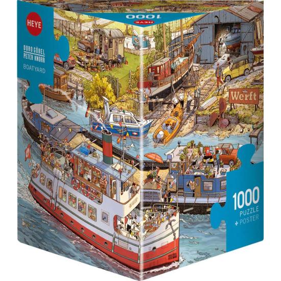 Puzzle Heye Astillero, Caja Triangular de 1000 Piezas