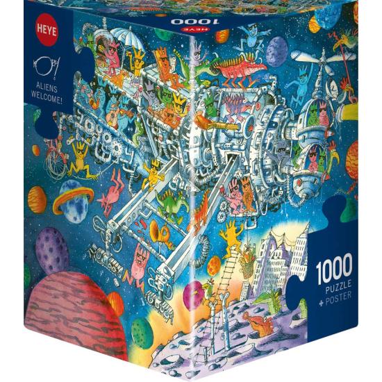Puzzle Heye Bienvenidos Extraterrestres Caja Triangular de 1000