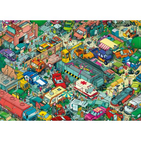 Puzzle Heye Cementerio de Coches Caja Triangular de 1000 Piezas