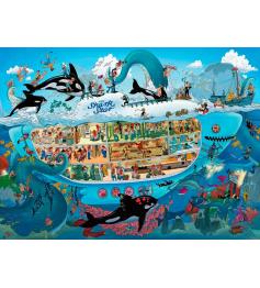 Puzzle Heye Diversión Submarina, Caja Triangular de 1500 Piezas