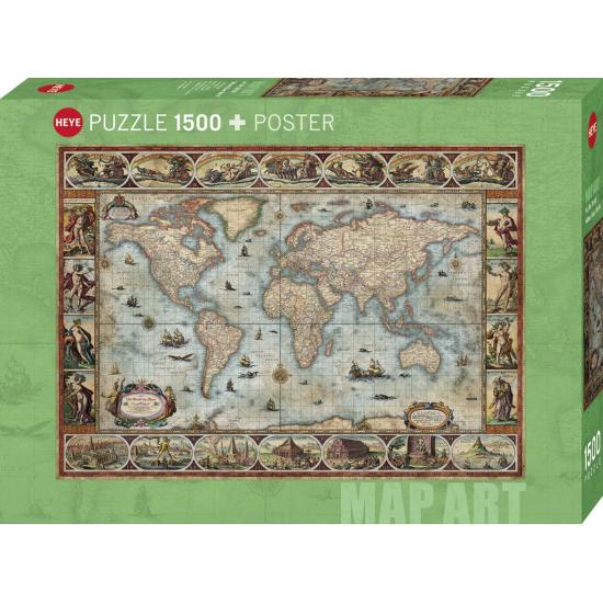 Puzzle Heye El Mundo de Willem Blaeu de 1500 Piezas