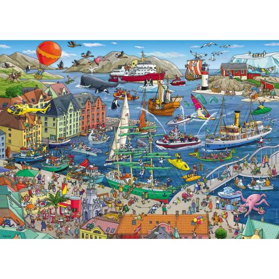 Puzzle Heye El Puerto Urbano,  Caja Triangular de 1000 Piezas