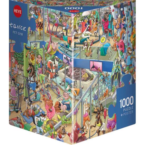 Puzzle Heye Gimnasio para Mascotas Caja Triangular de 1000