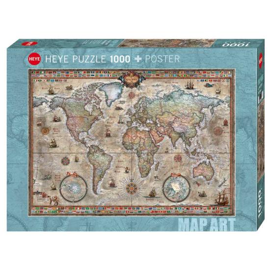 Puzzle Heye Mapa Retro del Mundo de 1000 Piezas