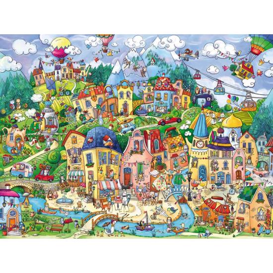 Puzzle Heye Pueblo Felíz (Caja Triangular) de 1500 Piezas