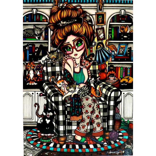 Puzzle Jacarou La Dama Loca de los Gatos de 1000 Piezas