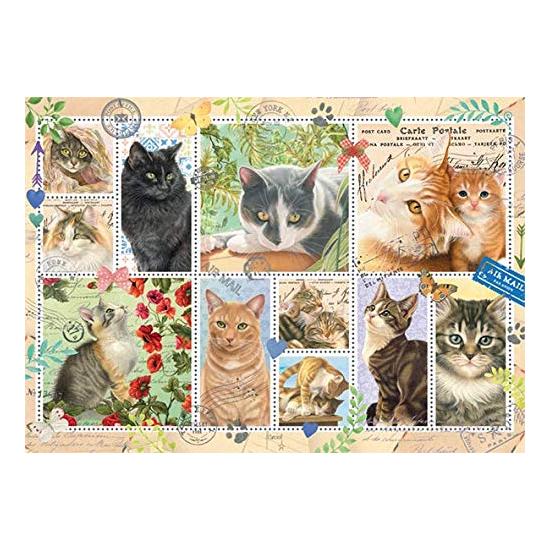 Puzzle Jumbo Colección de Sellos de Gatos de 1000 Piezas