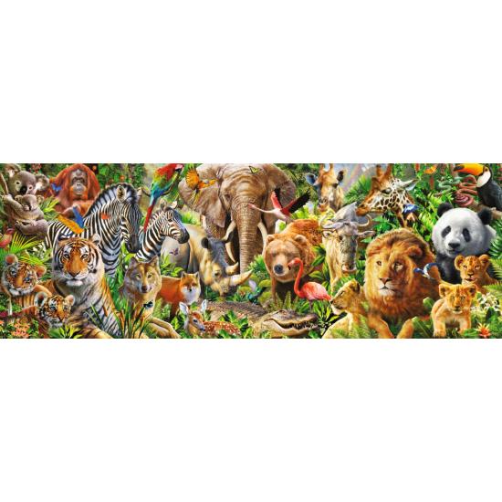 Puzzle Jumbo Panorámica Flora y fauna africana de 1000 Piezas