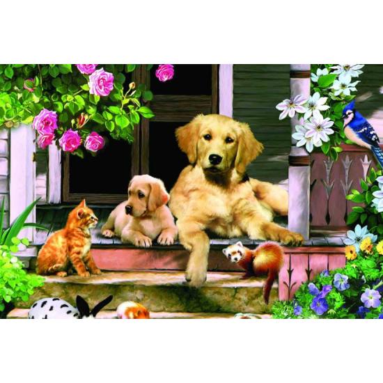 Puzzle Jumbo Reunión en el Porche de 500 Piezas Puzzle Jumbo Reunión en el Porche de 500 Piezas