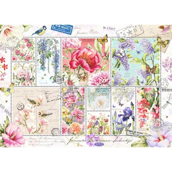 Puzzle Jumbo Sellos de flores de 1000 Piezas