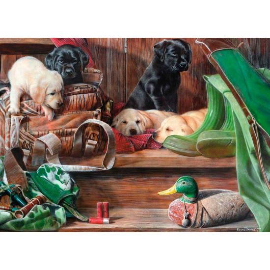 Puzzle King Cachorros de Caza en los Escalones de 1000 Piezas Puzzle King Cachorros de Caza en los Escalones de 1000 Piezas