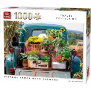 Puzzle King Camioneta Vintage Con Flores de 1000 Piezas