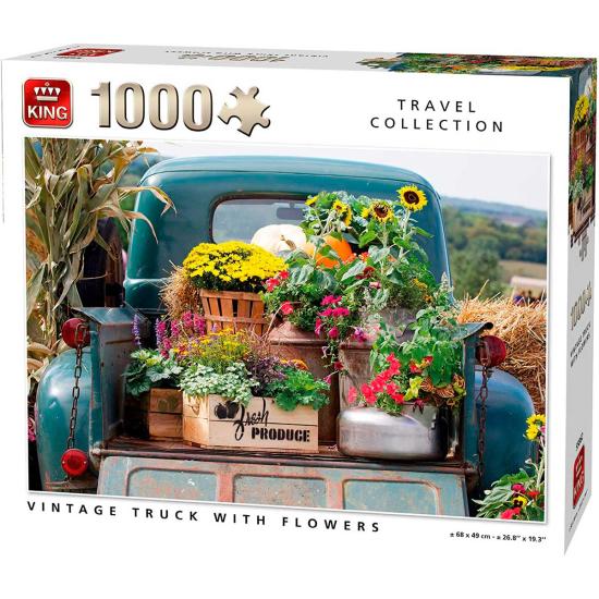 Puzzle King Camioneta Vintage Con Flores de 1000 Piezas Puzzle King Camioneta Vintage Con Flores de 1000 Piezas