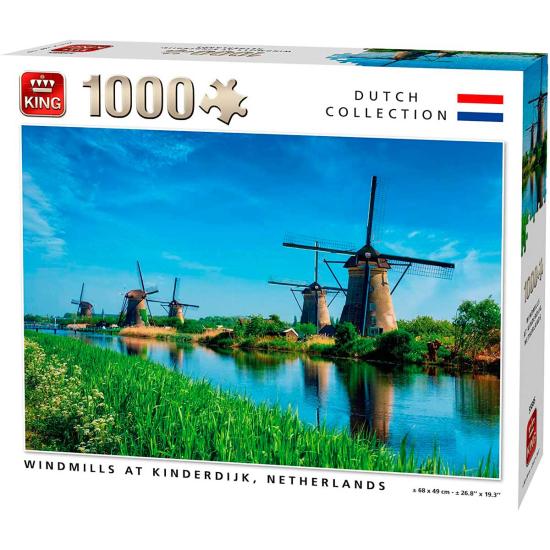 Puzzle King Molinos en Kinderdijk, Holanda de 1000 Pzs
