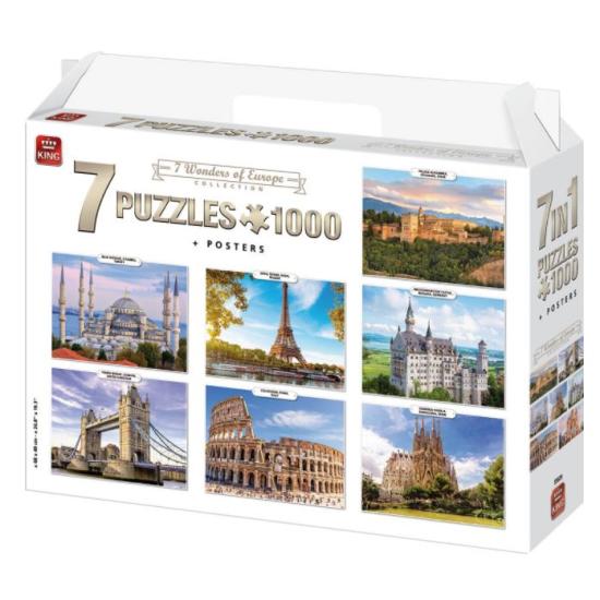 Puzzle King Siete Maravillas de Europa de 7 x 1000 Piezas