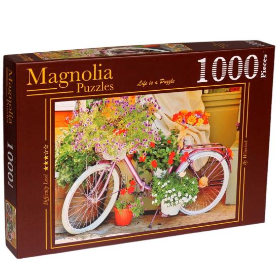Puzzle Magnolia Bicicleta Con Flores de 1000 Piezas Puzzle Magnolia Bicicleta Con Flores de 1000 Piezas