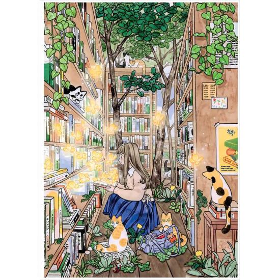 Puzzle Magnolia En El Bosque De Los Libros de 1000 Piezas