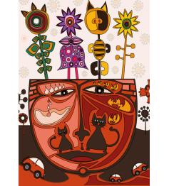 Puzzle Magnolia Gato Surrealista de 1000 Piezas