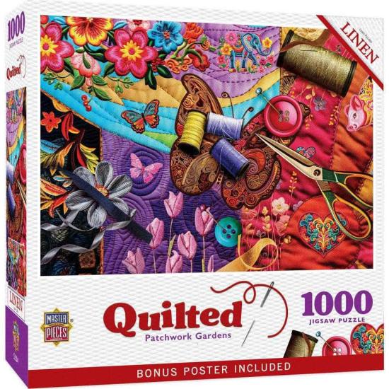 Puzzle MasterPieces Colchas, Jardines De Patchwork de 1000 Pieza