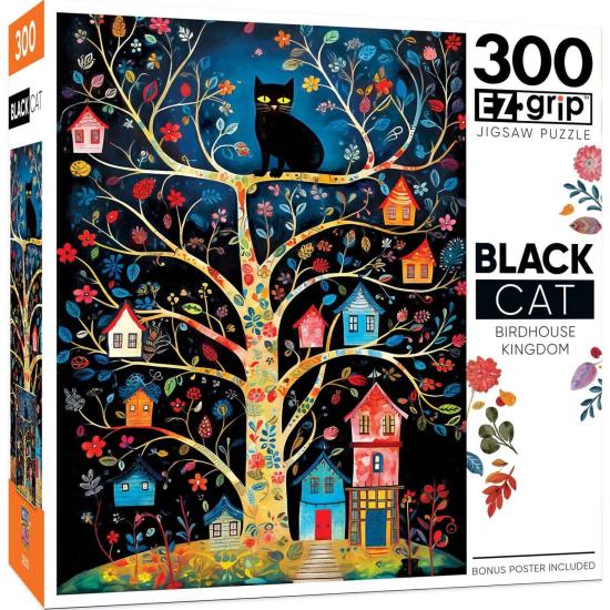 Puzzle MasterPieces Gato Negro y Casitas de Pájaros XXL de 300 P