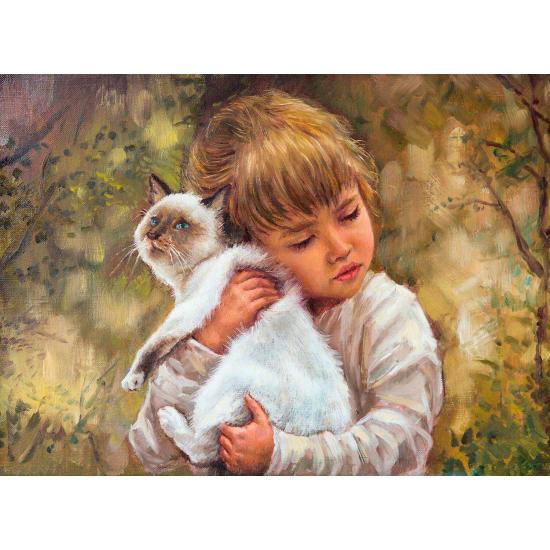 Puzzle Nova El Gato y el Amor de la Niña de 1000 Piezas