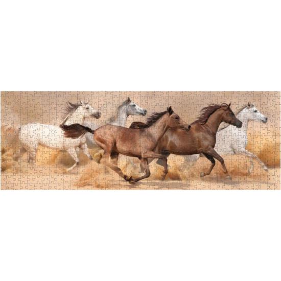 Puzzle Nova Panorama Caballos Corriendo en Tormenta de Arena de