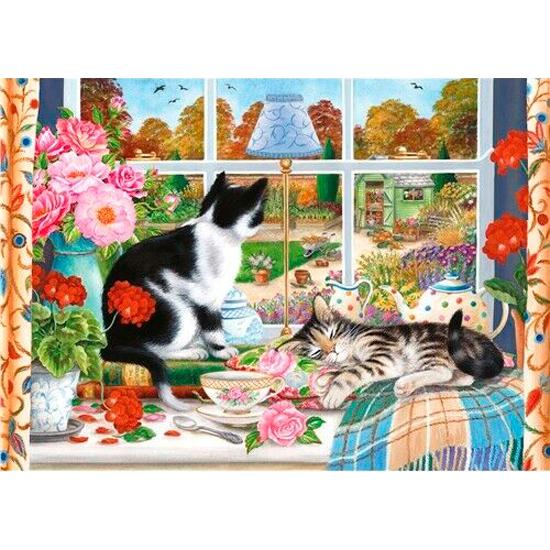 Puzzle Otter House Gatos Mirando por la Ventana de 1000 Piezas