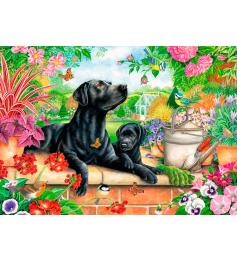 Puzzle Otter House Labrador Negro y Cachorro de 1000 Piezas